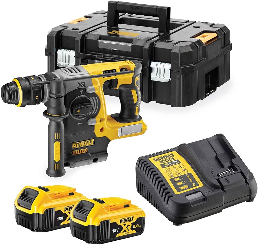 DEWALT DCH274P2T-QW 18V XR Brushless 24mm SDS-Plus Hammer Drill with 2 x 5Ah Lithium Ion Batteries