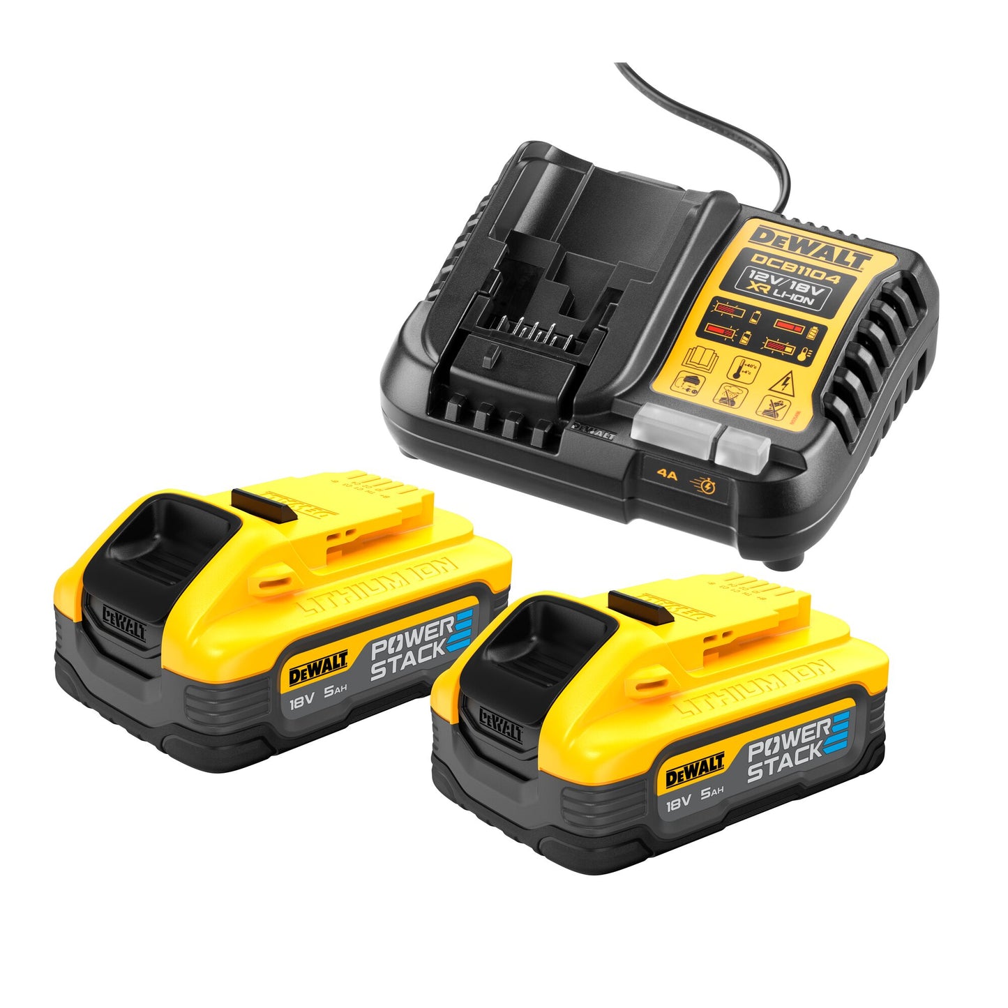 DEWALT DCB1104H2-QW Starter kit: XR Charger + 2 x 5Ah XR Powerstack batteries