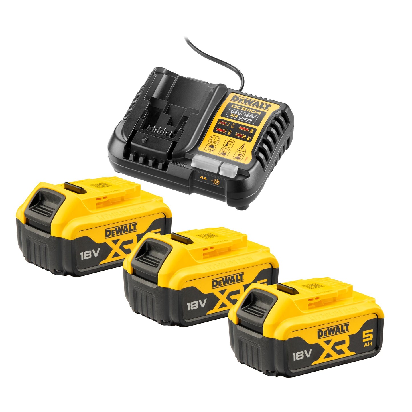 DEWALT DCB1104P3-QW Starter kit: XR Charger + 3 x 5Ah XR batteries