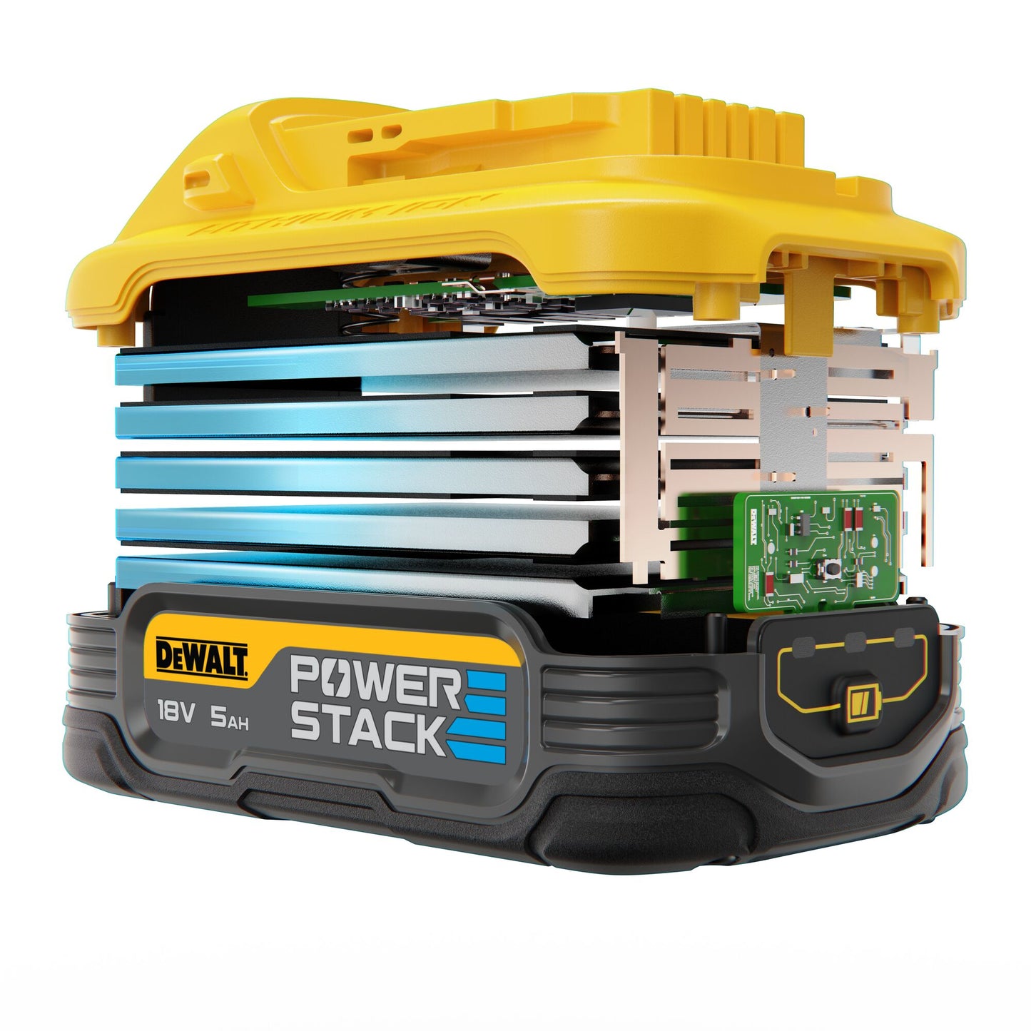 DEWALT DCBP518H2-XJ Kit 2 Batterie 18V XR Litio POWERSTACK 5Ah con celle a sacchetto