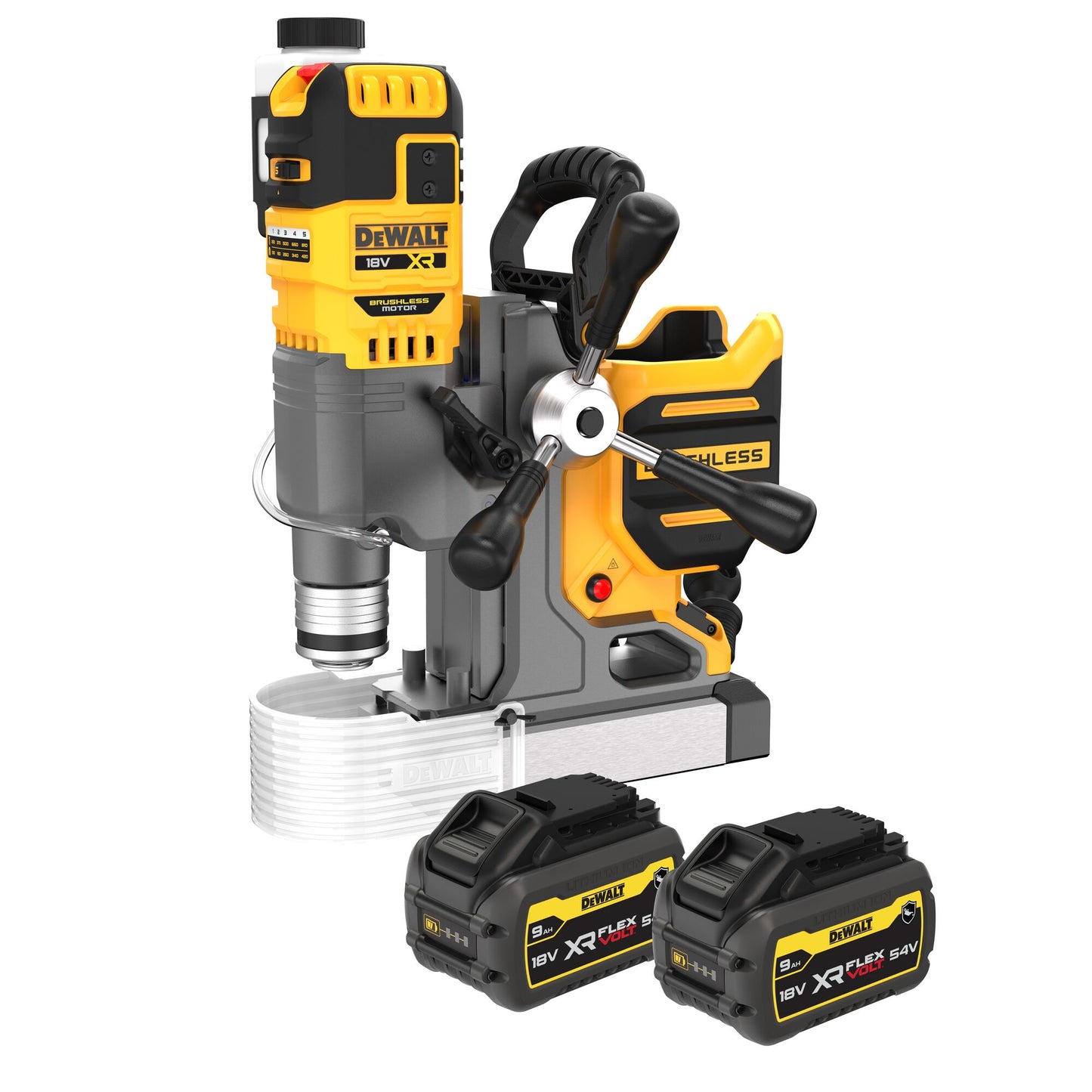 DEWALT DCD1623X2G-QW 18/54V XR Magnetic Drill with Permanent Magnet, 2 XR Flexvolt 9.0Ah "G" series batteries
