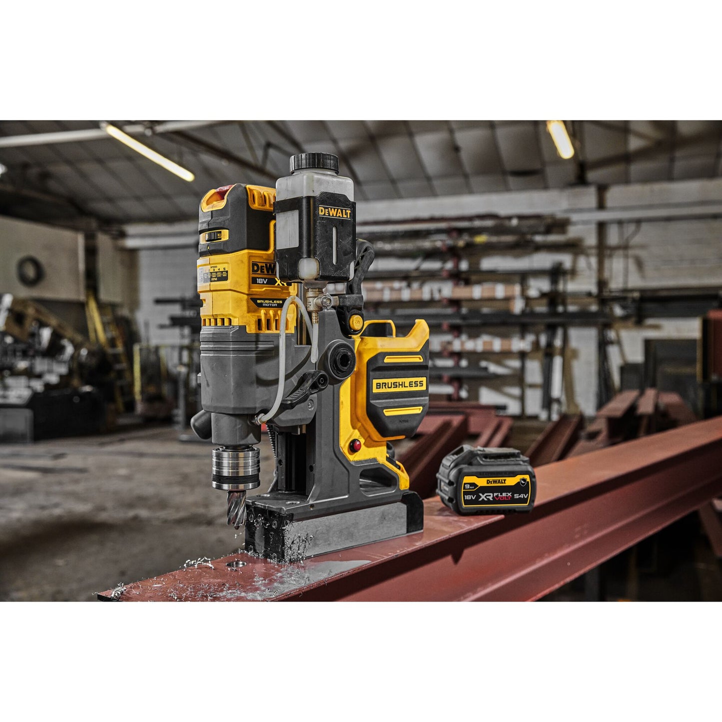 DEWALT DCD1623X2G-QW 18/54V XR Magnetic Drill with Permanent Magnet, 2 XR Flexvolt 9.0Ah "G" series batteries