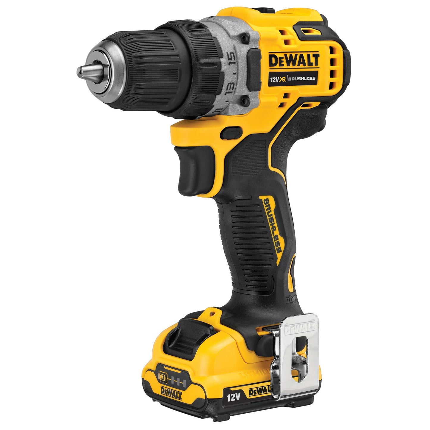 DEWALT DCD701D2-QW 12V XR Brushless Sub-Compact Drill Driver with 2 x 2Ah Lithium Ion Batteries and Kit Box