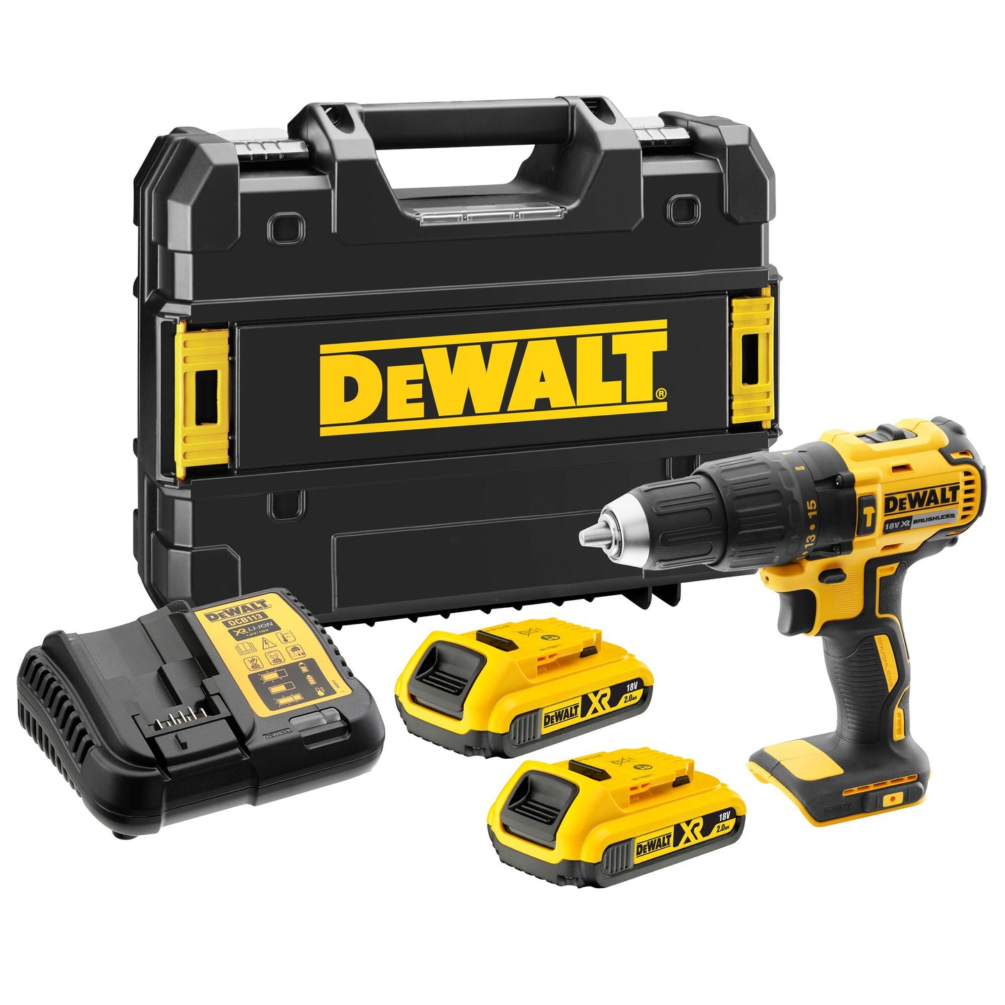 DEWALT DCD778D2T-QW Trapano Avvitatore con percussione compatto, 2 batterie 18V 2.0Ah