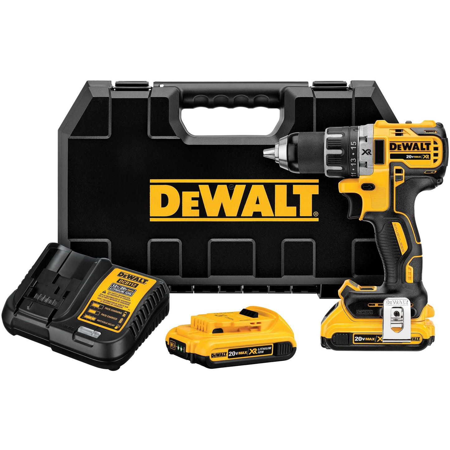 DEWALT DCD791D2-QW Akku-Bohrschrauber (bürstenlos), 2 Akkus 18V 2,0Ah