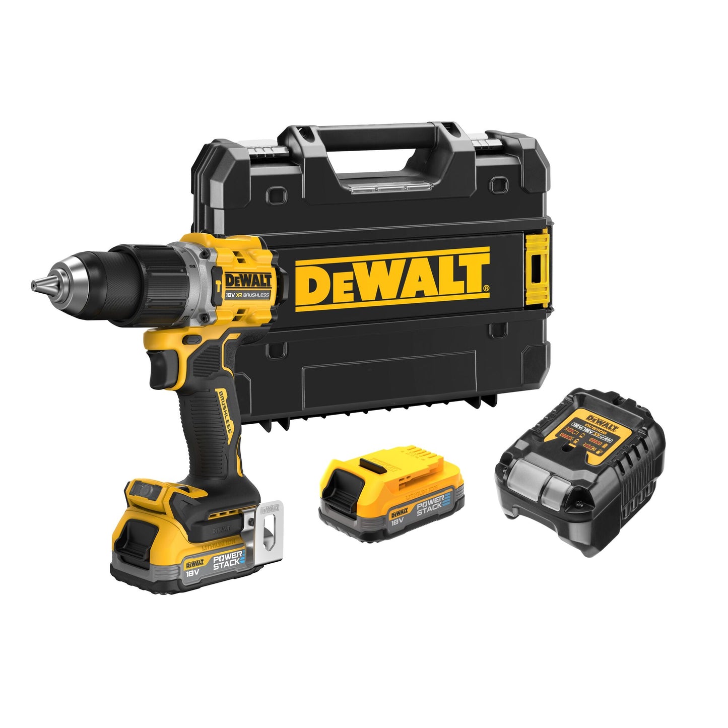 DEWALT DCD805E2T-QW Trapano avvitatore con percussione compatto 2 batterie XR 18V Powerstack brushless.