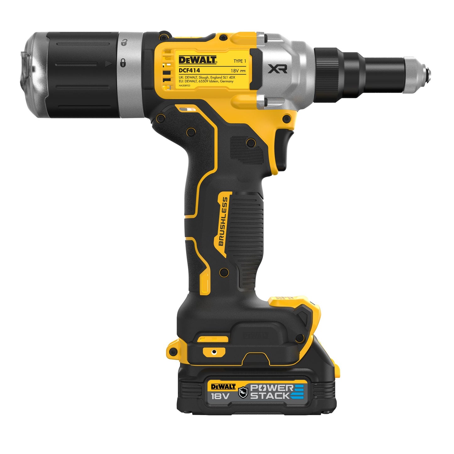 DEWALT DCF414E2GT-QW Rivettatrice 6.4mm con 2 batterie XR 18V Powerstack serie G