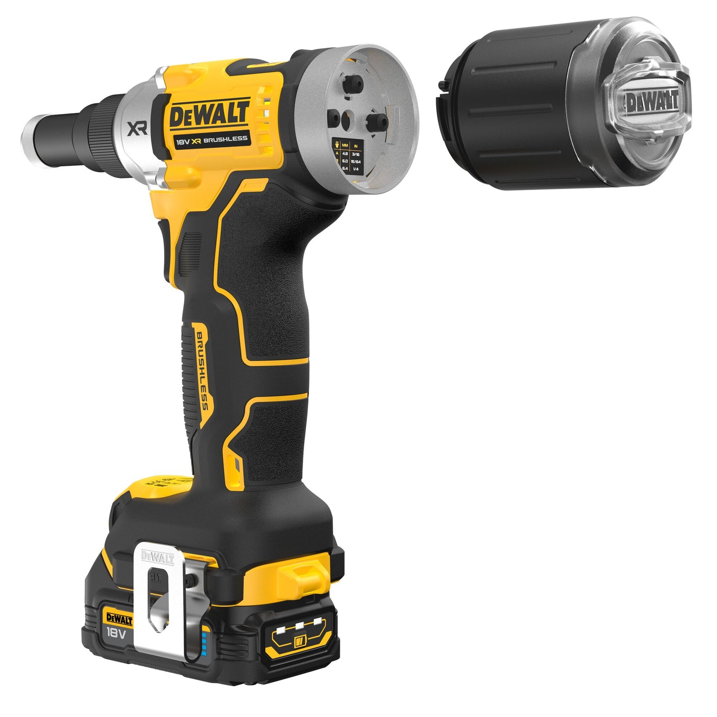 DEWALT DCF414E2GT-QW Rivettatrice 6.4mm con 2 batterie XR 18V Powerstack serie G