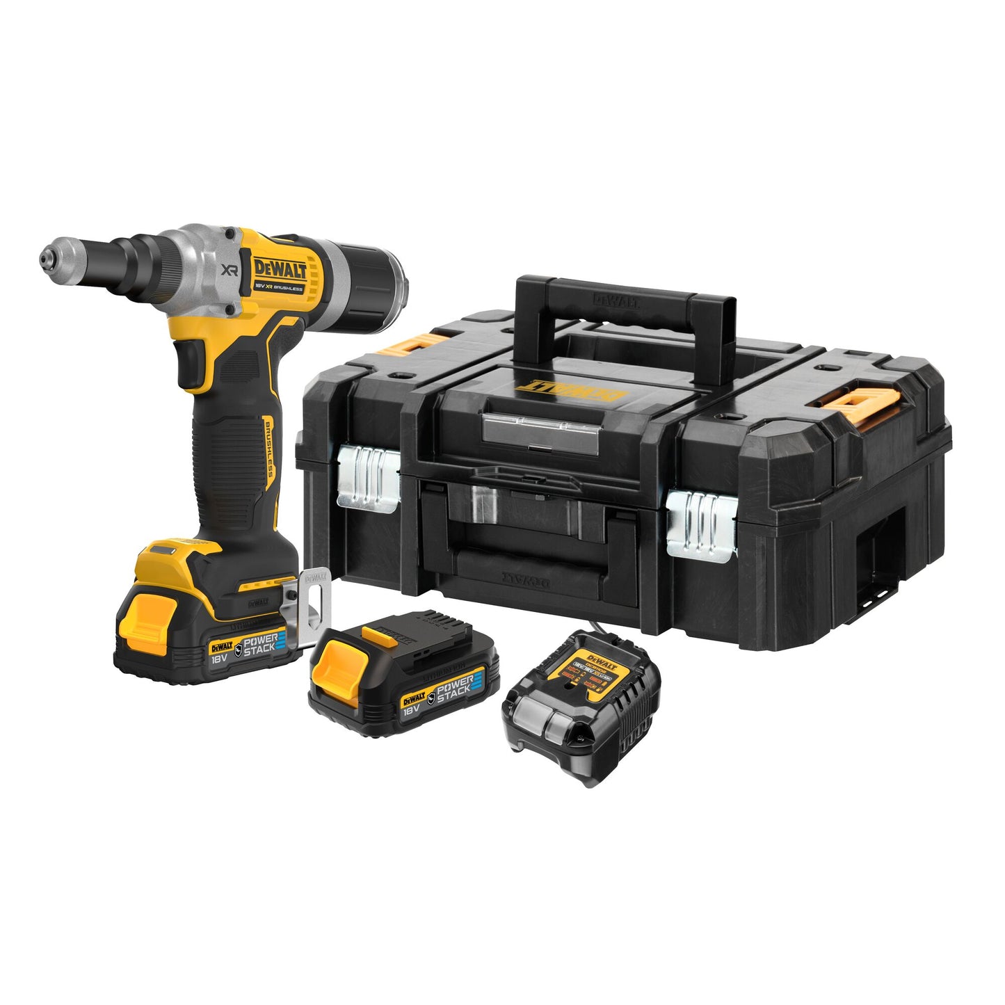 DEWALT DCF414E2GT-QW Rivettatrice 6.4mm con 2 batterie XR 18V Powerstack serie G