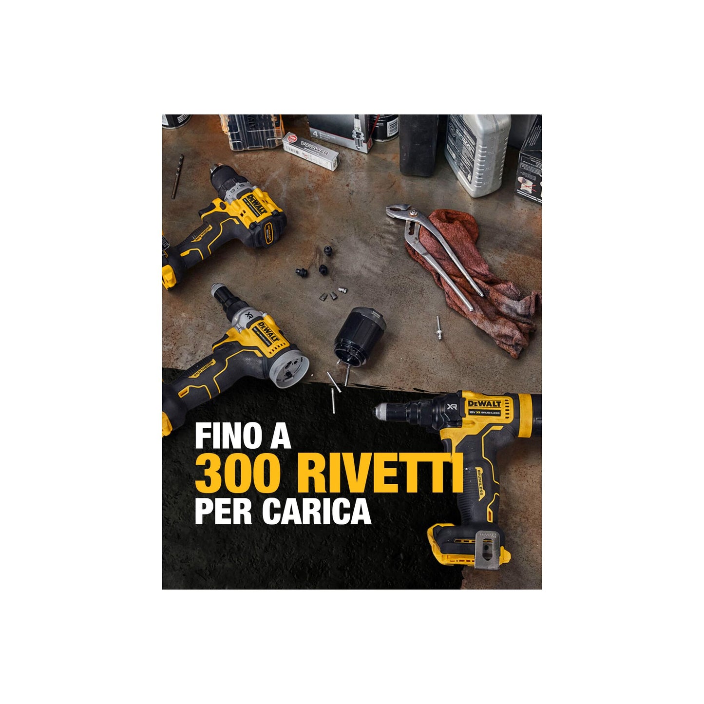 DEWALT DCF414E2GT-QW Rivettatrice 6.4mm con 2 batterie XR 18V Powerstack serie G