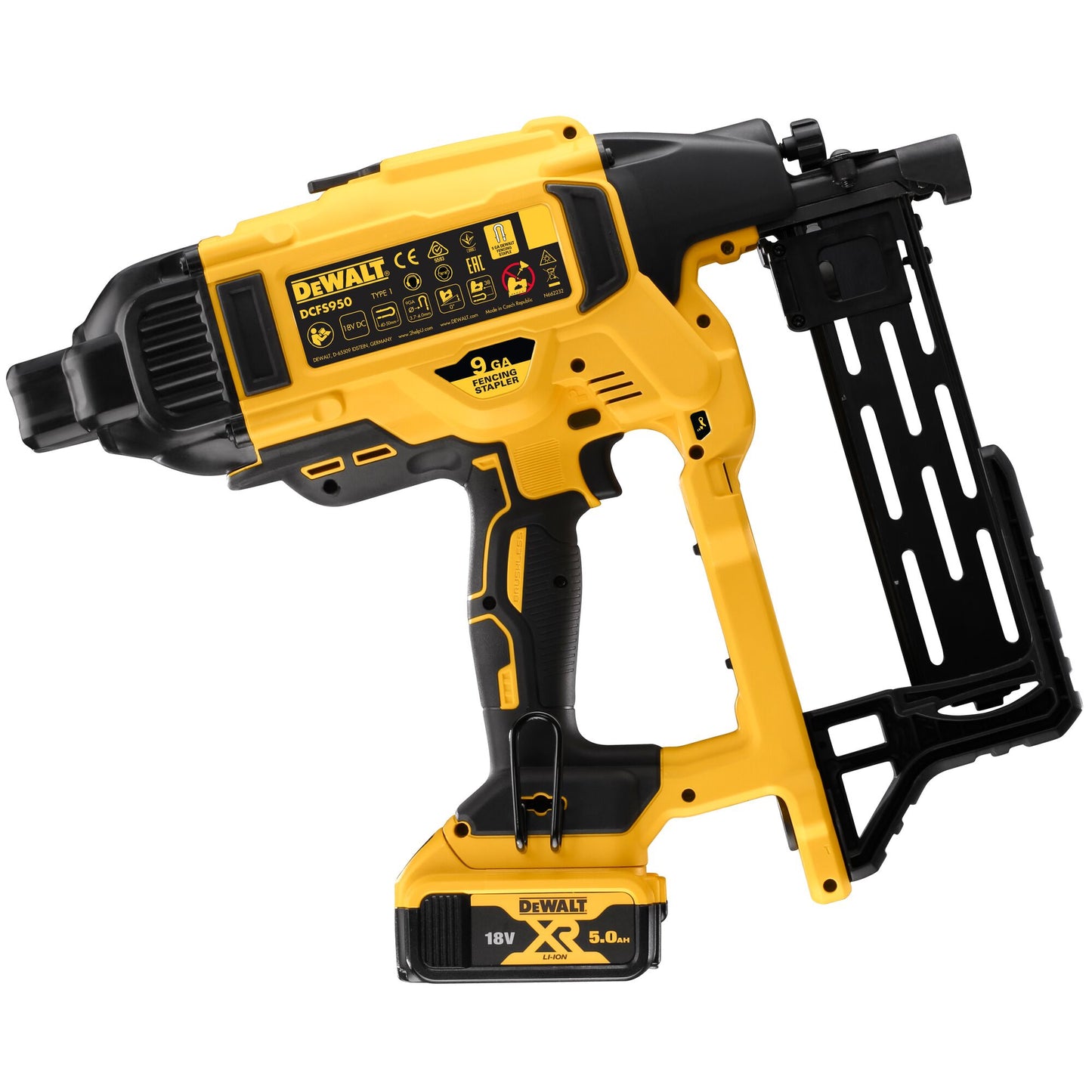 DEWALT DCFS950P2-QW Graffettatrice per cambrette per recinzioni con 2 batterie XR 18V 5.0Ah