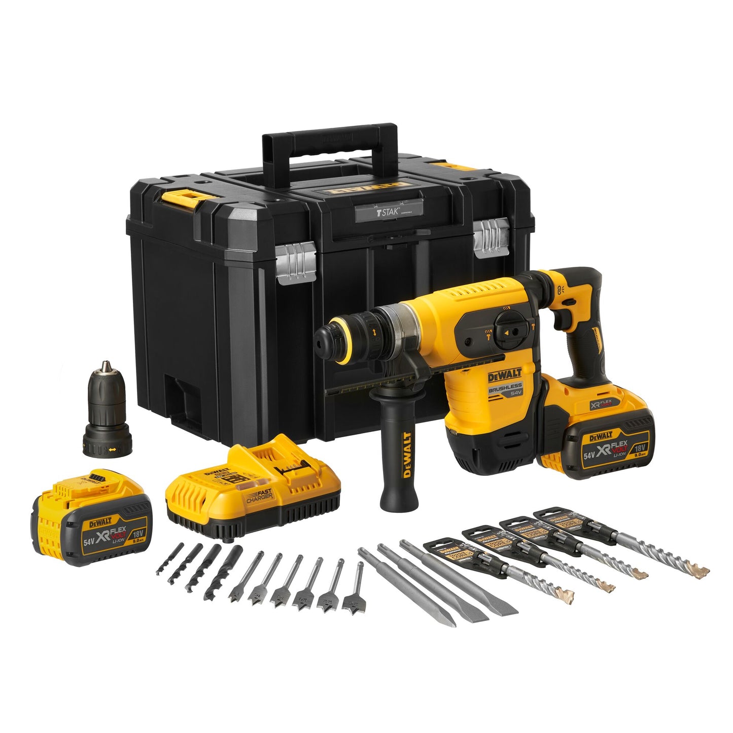 DEWALT DCH417X2-QW 18/54V XR 32mm SDS-Plus Rotary Hammer with 2 x 9Ah Flexvolt Batteries