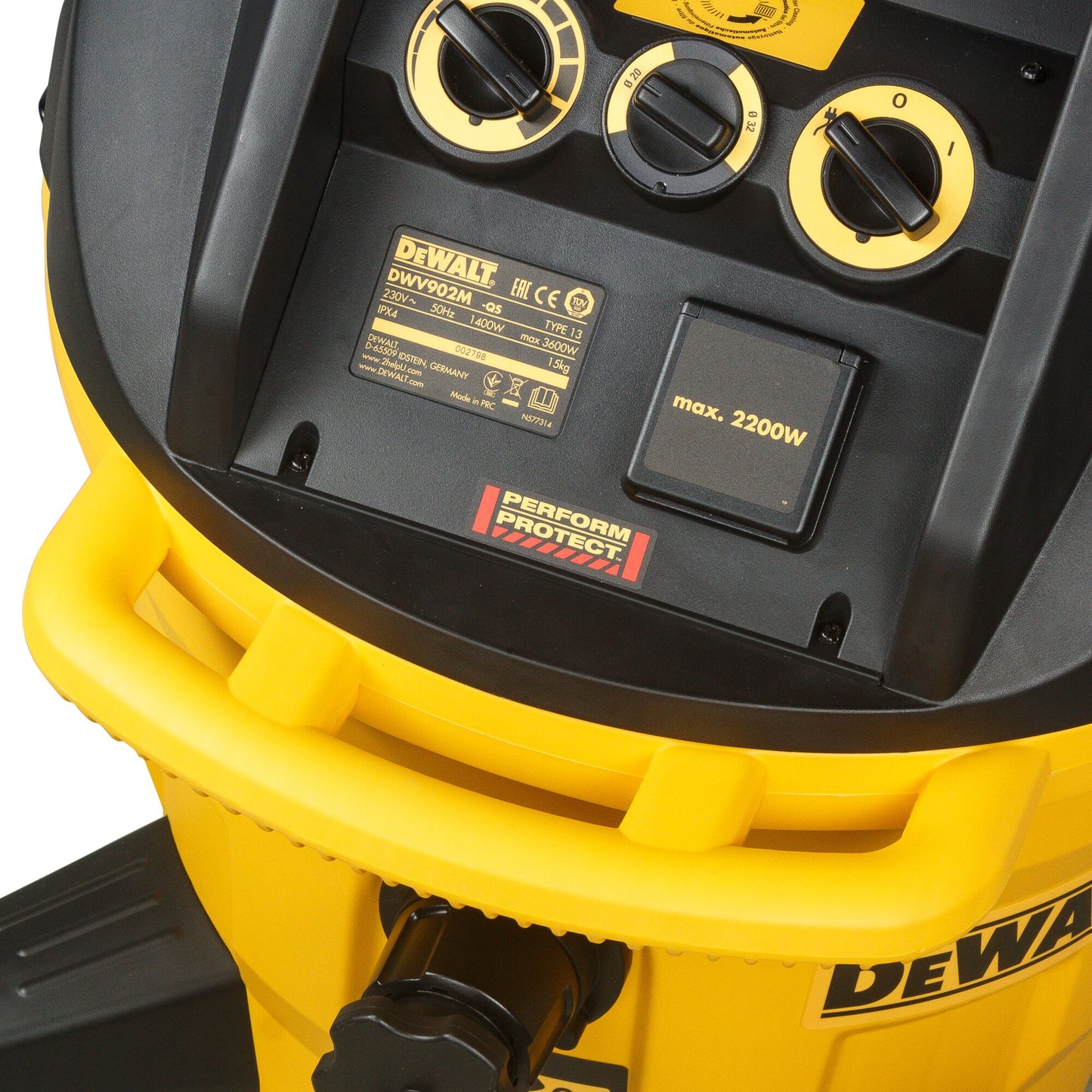 DEWALT DWV902M-QS Aspiratore solidi/liquidi Lt.38 1400W classe M