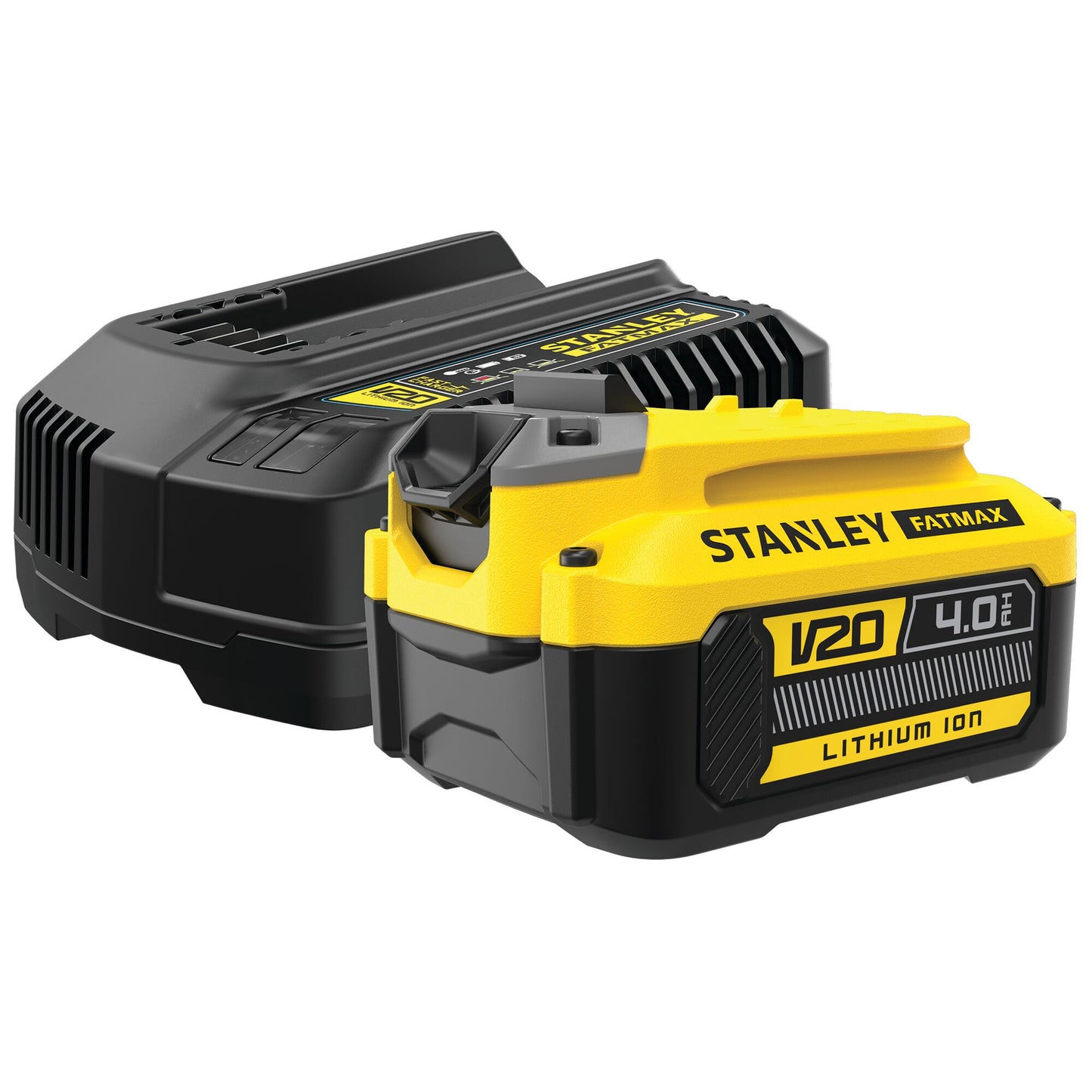 STANLEY FATMAX SFMCB14M1-QW V20 Starter Kit with 2 x 4.0Ah Lithium Ion Batteries + Charger