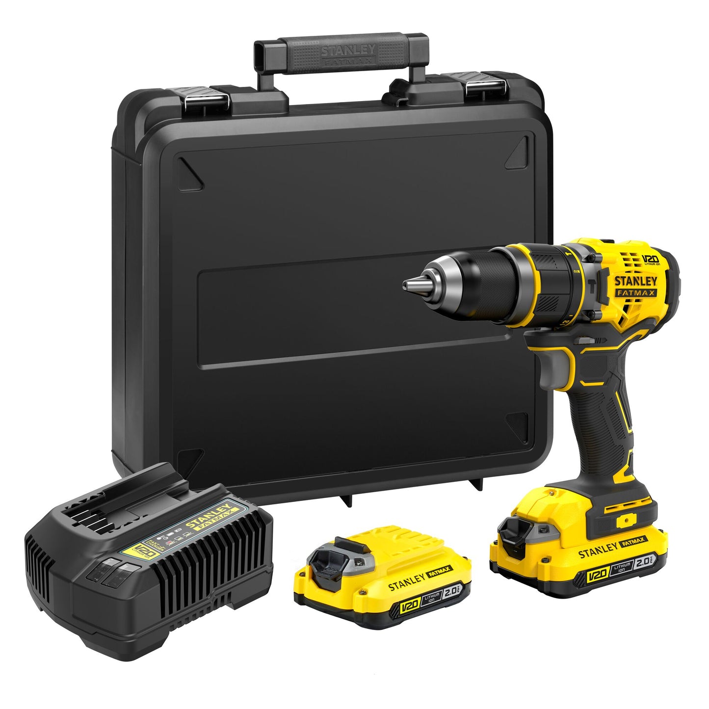 STANLEY FATMAX SFMCD721D2K-QW Trapano avvitatore a percussione brushless V20, 2 batterie 18V 2Ah