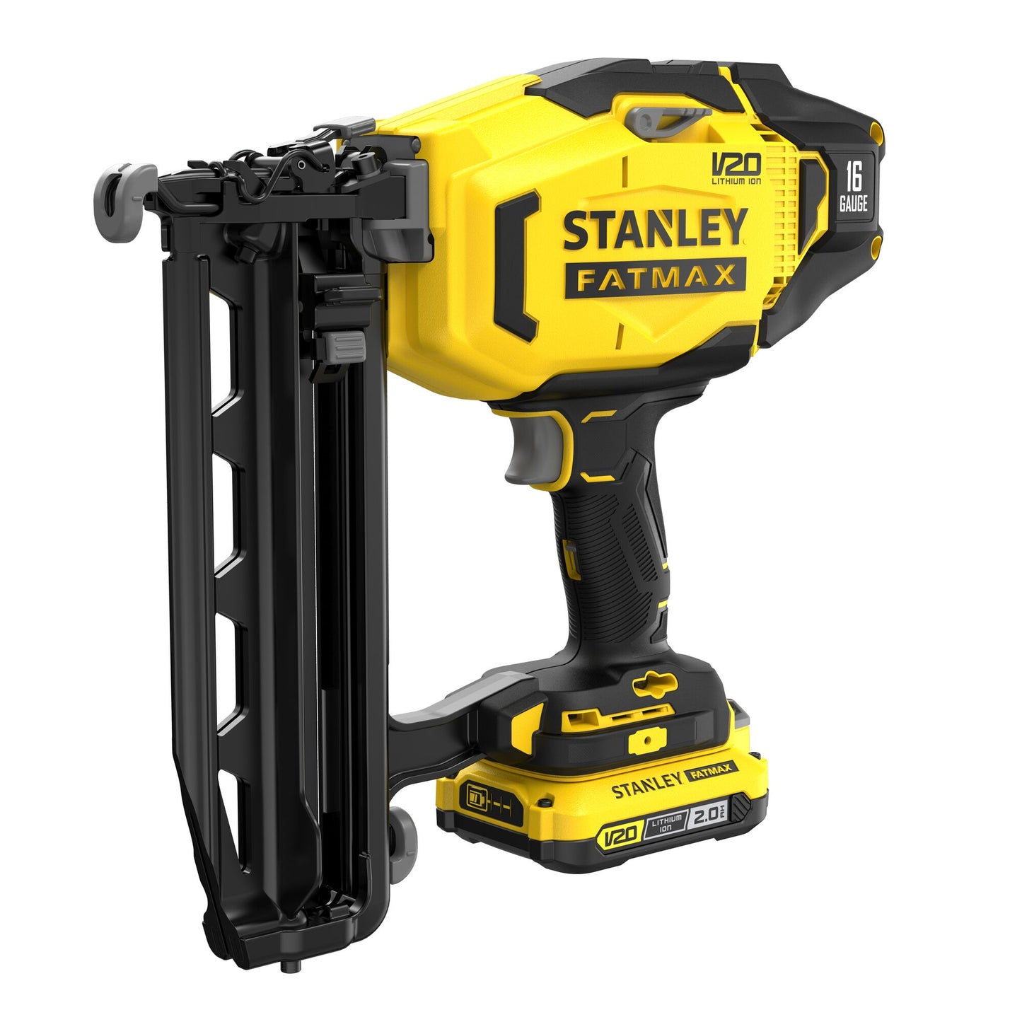 STANLEY FATMAX SFMCN616D2K-QW V20 Cordless 16-Gauge Finishing Nailer with 2 x 2.0Ah Lithium Ion Batteries and Kit Box