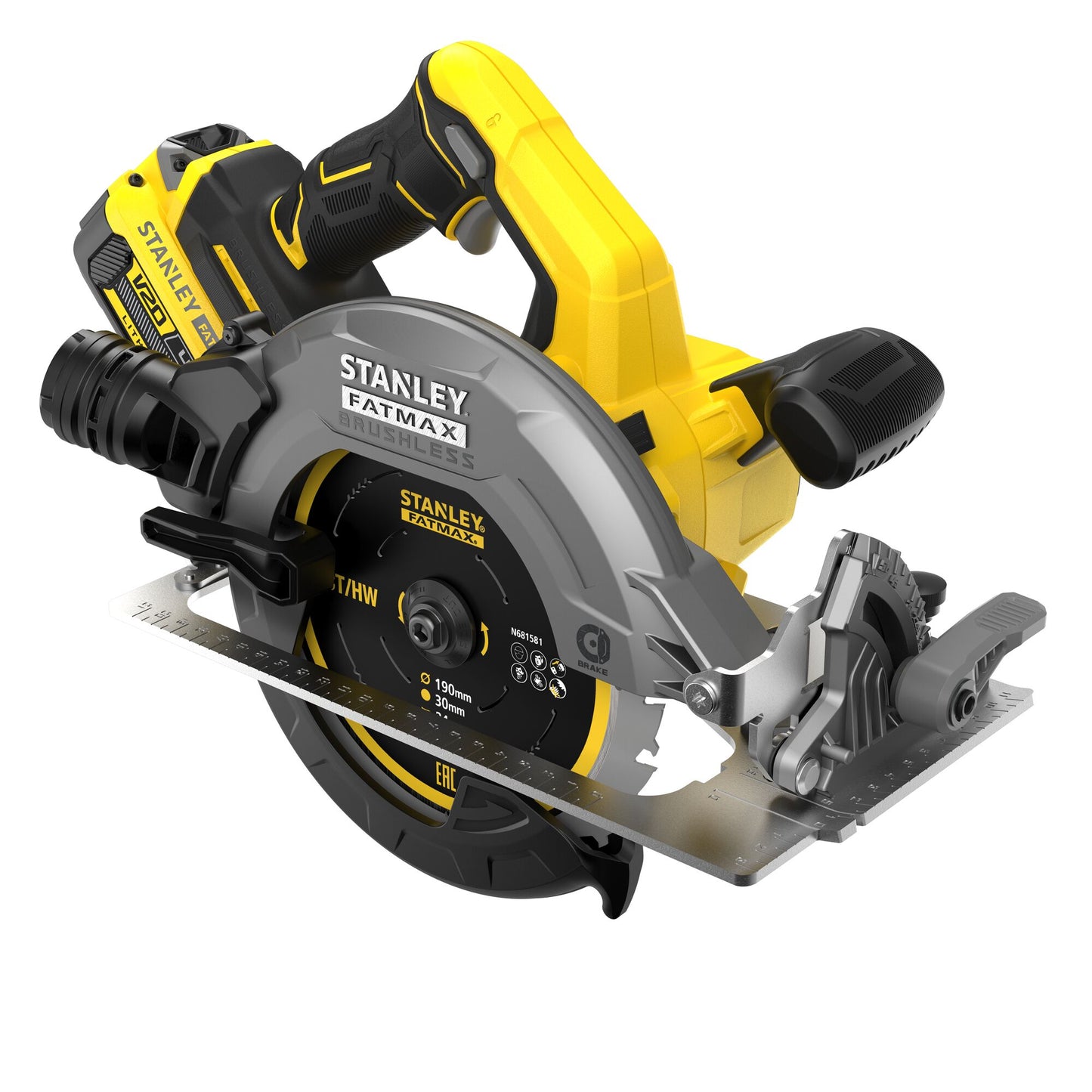 STANLEY FATMAX SFMCS550M2K-QW V20 Cordless Brushless Circular Saw with 2 x 4.0Ah Lithium Ion Battery and Kit Box