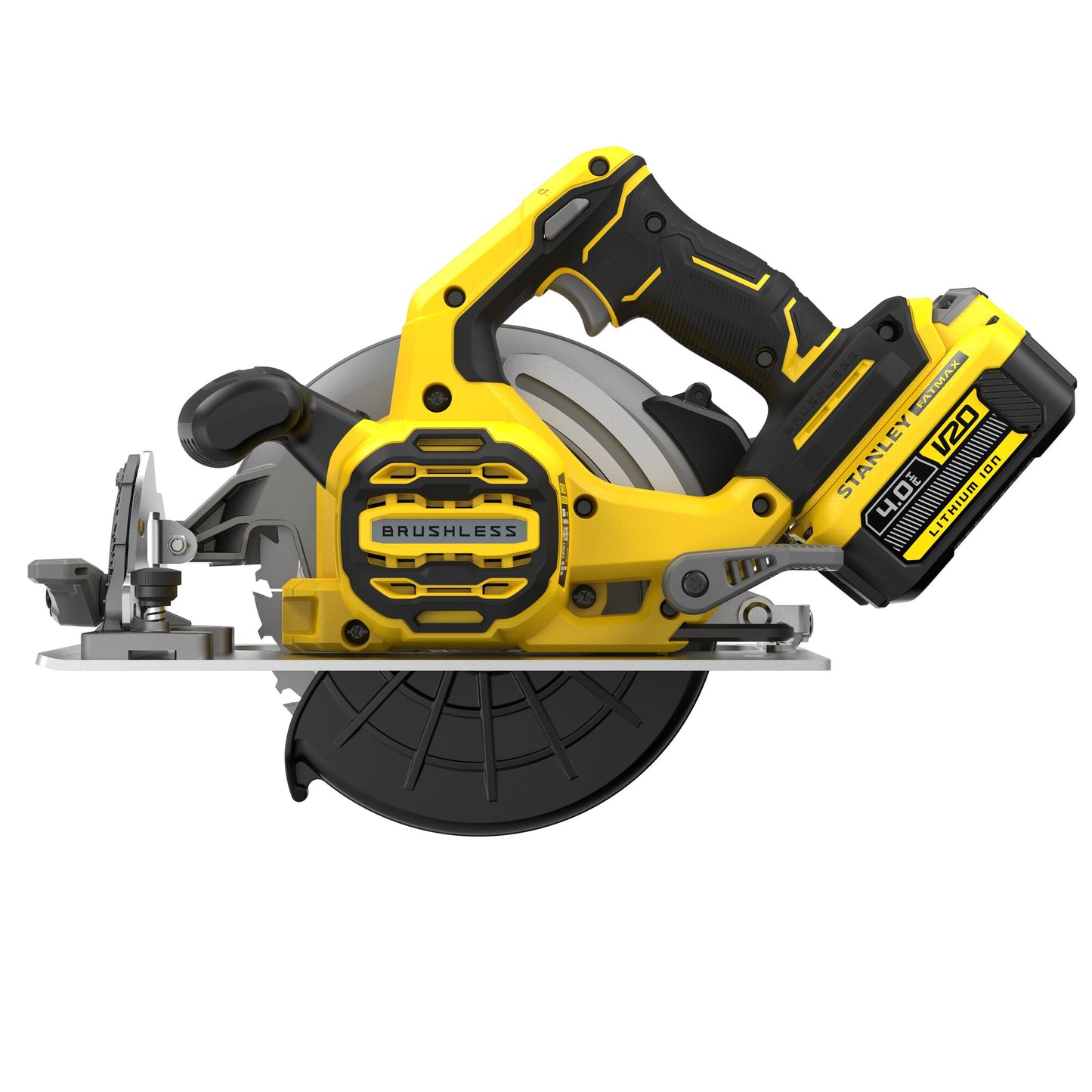 STANLEY FATMAX SFMCS550M2K-QW V20 Cordless Brushless Circular Saw with 2 x 4.0Ah Lithium Ion Battery and Kit Box