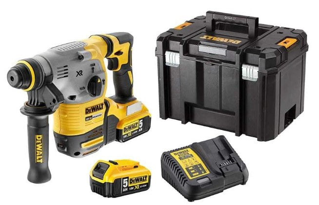 DEWALT DCH283P2-QW 18V XR Brushless 26mm SDS-Plus Hammer Drill with 2 x 5Ah Lithium Ion Batteries and Kit Box