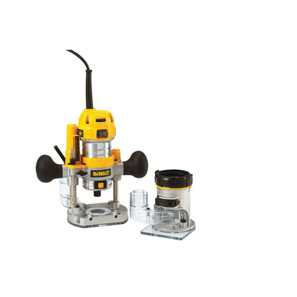 DEWALT D26204K-QS Kit formato da elettrofresatrice ad affondamento e adattatore per conversione a base fissa, 900W