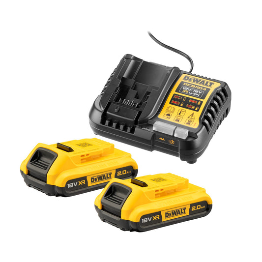 DEWALT DCB1104D2-QW Kit 2 batterie XR 18v 2.0Ah + caricabatteria