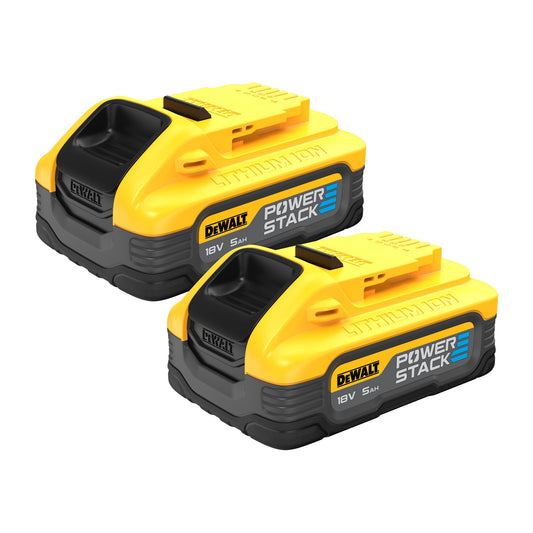 DEWALT DCBP518H2-XJ Kit 2 Batterie 18V XR Litio POWERSTACK 5Ah con celle a sacchetto