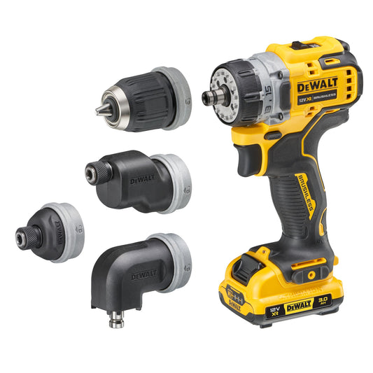 DEWALT DCD703L2T-QW 12V Akku-Bohrschrauber, 4 Köpfe, 2 Akkus 12V 3.0 Ah