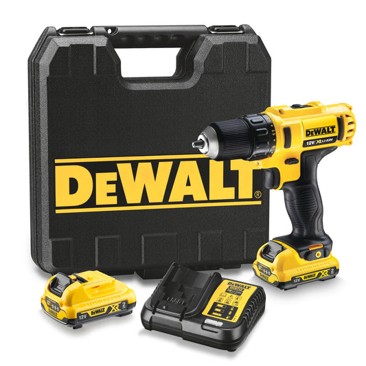 DEWALT DCD710D2-QW Trapano Avvitatore a batteria compatto con 2 batterie XR 12V 2.0Ah