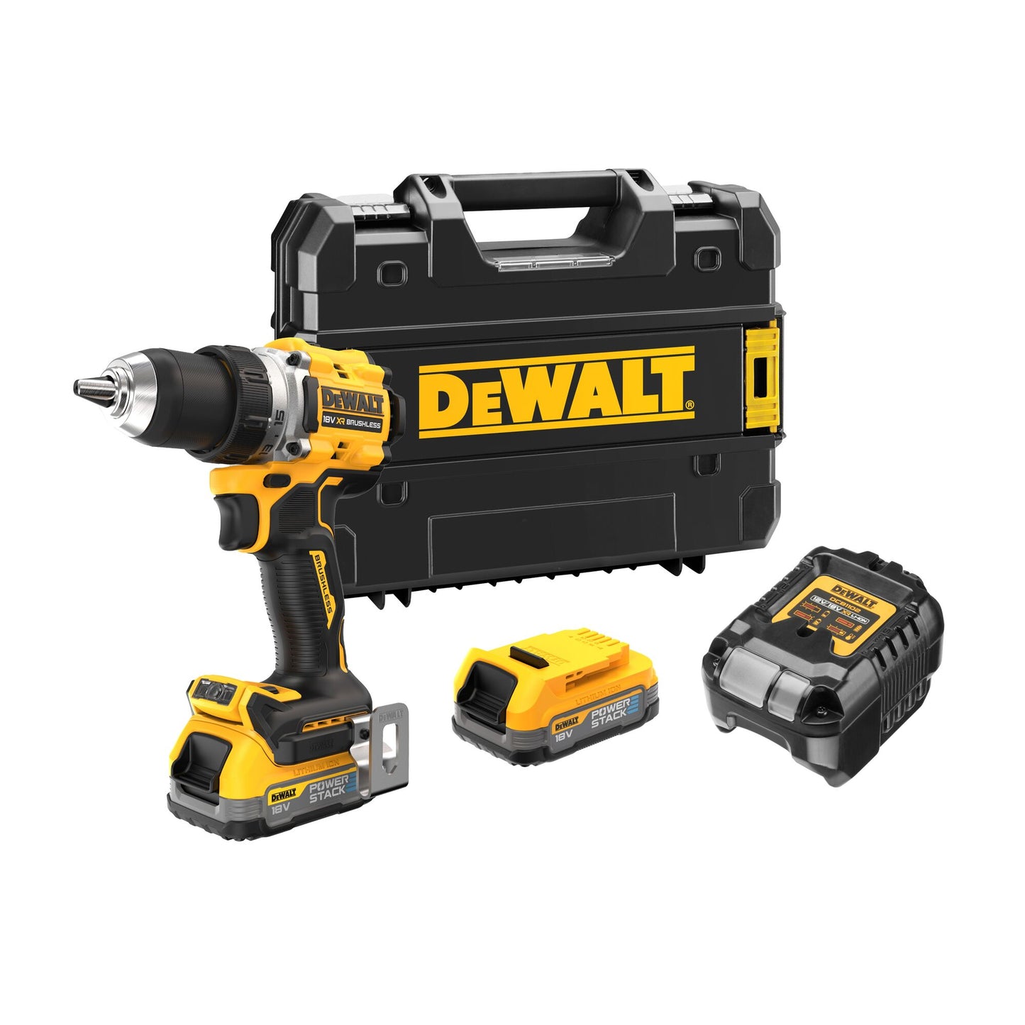 DEWALT DCD800E2T-QW Trapano avvitatore compatto 2 batterie 18V Powerstack Brushless