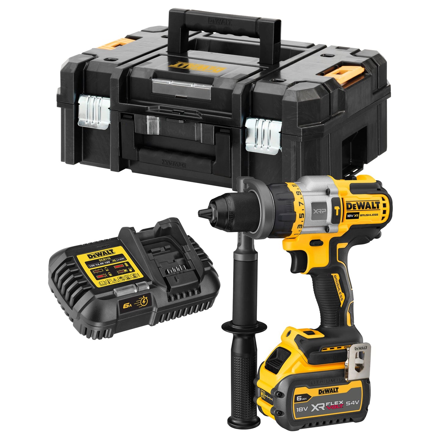 DEWALT DCD999T1-QW 18/54V XR Hammer Drill Driver with 1 x 6Ah Flexvolt Lithium Ion Battery