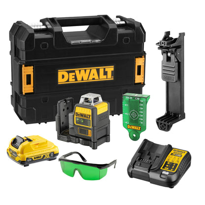 DEWALT DCE0811D1G-QW 12V XR 2X360° Green Laser with 1 x 2.0Ah Lithium Ion battery