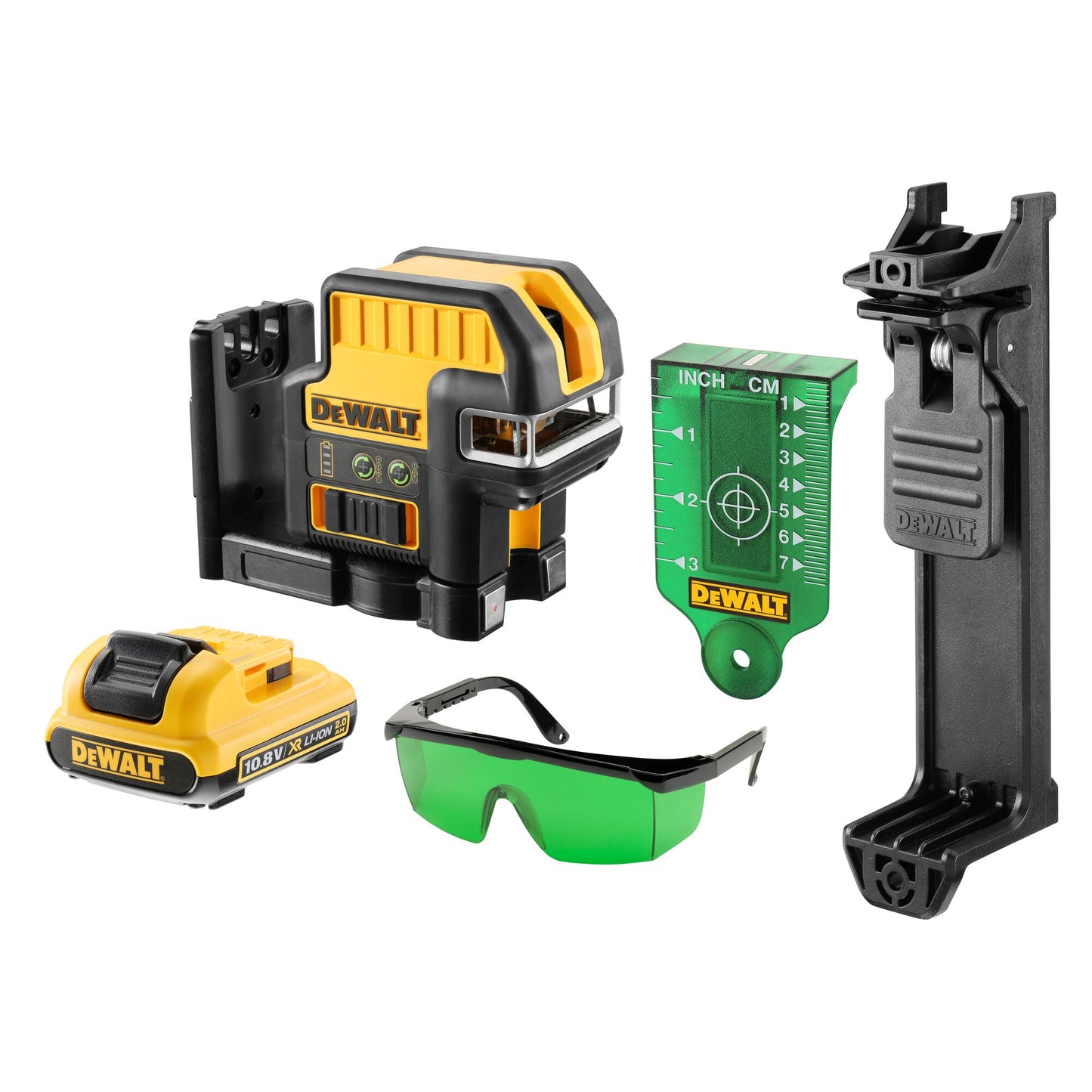 DEWALT DCE0822D1G-QW Tracciatore laser con raggio verde a 2 punti con 1 batteria 10.8V 2.0Ah, classe 2