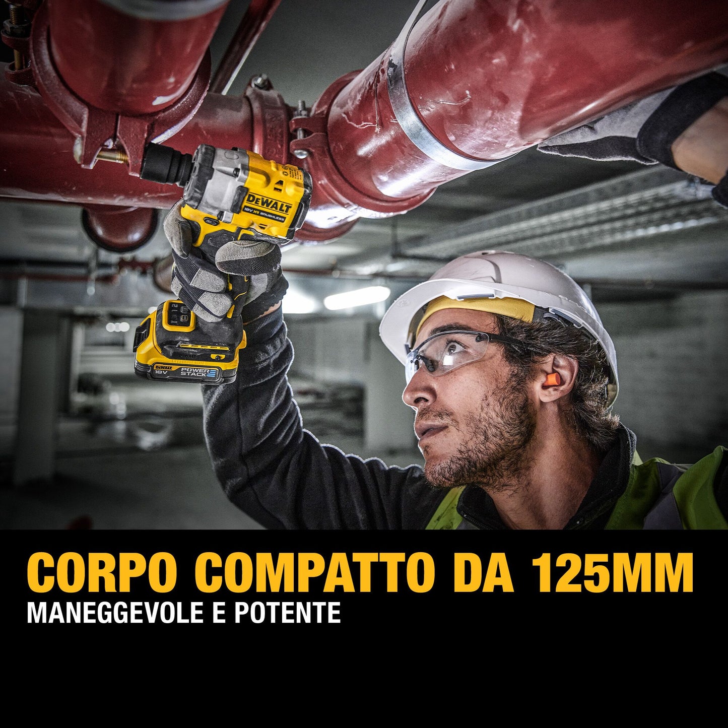 DEWALT DCF921E2T-QW Avvitatore ad impulsi compatto 1/2" con 2 batterie 18V Powerstack