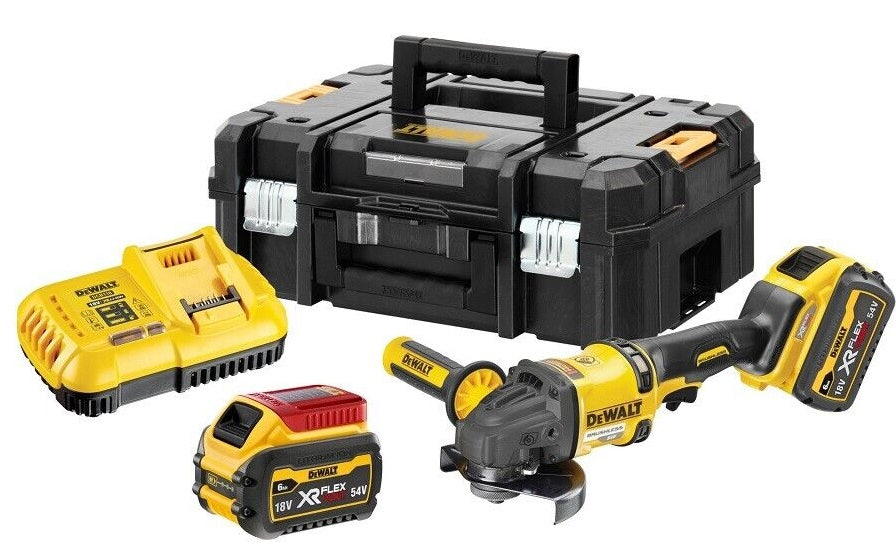 DEWALT DCG418T2-QW 54V XR FLEXVOLT 125mm Angle Grinder with 2 x 6Ah Lithium Ion Batteries