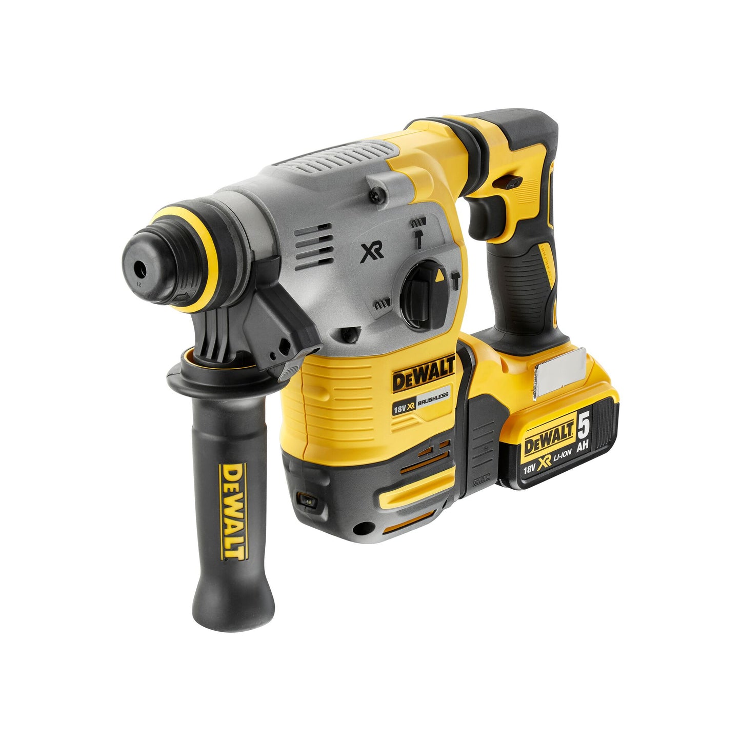 DEWALT DCH283P2-QW 18V XR Brushless 26mm SDS-Plus Hammer Drill with 2 x 5Ah Lithium Ion Batteries and Kit Box