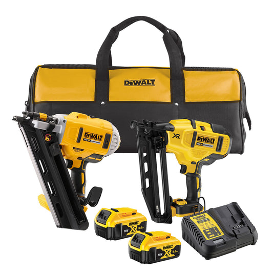 DEWALT DCK2046P2-QW Kit brushless composto da Chiodatrice 90mm DCN692 + Chiodatrice 63mm DCN660 + 2 batterie XR 18V 5.0Ah