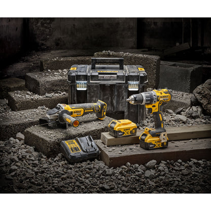 DEWALT DCK2080P2T-QW Kit composto da DCD796 trapano 2 velocità+ DCG405 smerigliatrice 125mm + 2 batterie XR 18V 5Ah