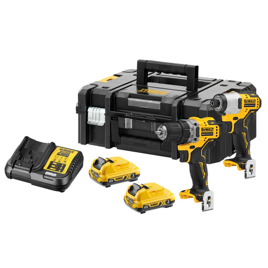 DEWALT DCK2110L2T-QW KIT composto da avvitatore ad impulsi + trapano con 2 batterie 12V 3.0Ah