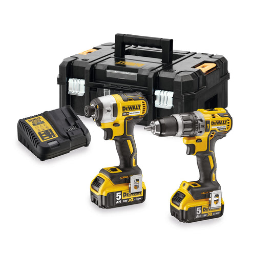DEWALT DCK266P2T-QW Kit brushless 18V composto da Trapano avvitatore con percussione DCD796 + Avvitatore a Impulsi 1/4" DCF887 + 2 batterie XR 18V 5.0A + Valigetta TSTAK