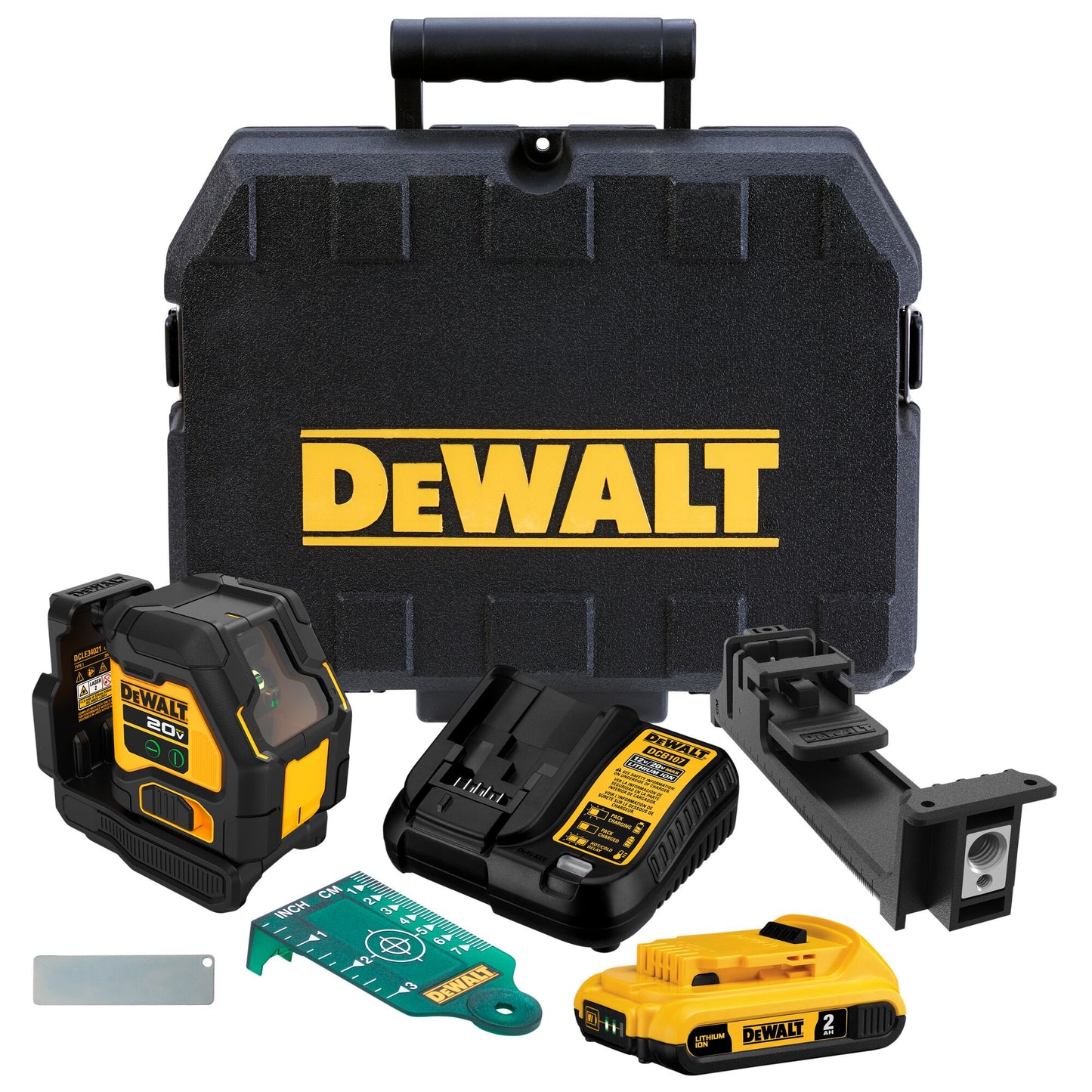 DEWALT DCLE34021D1-QW 18V Green Cross Line Laser with 1 x 2.0Ah Lithium Ion battery