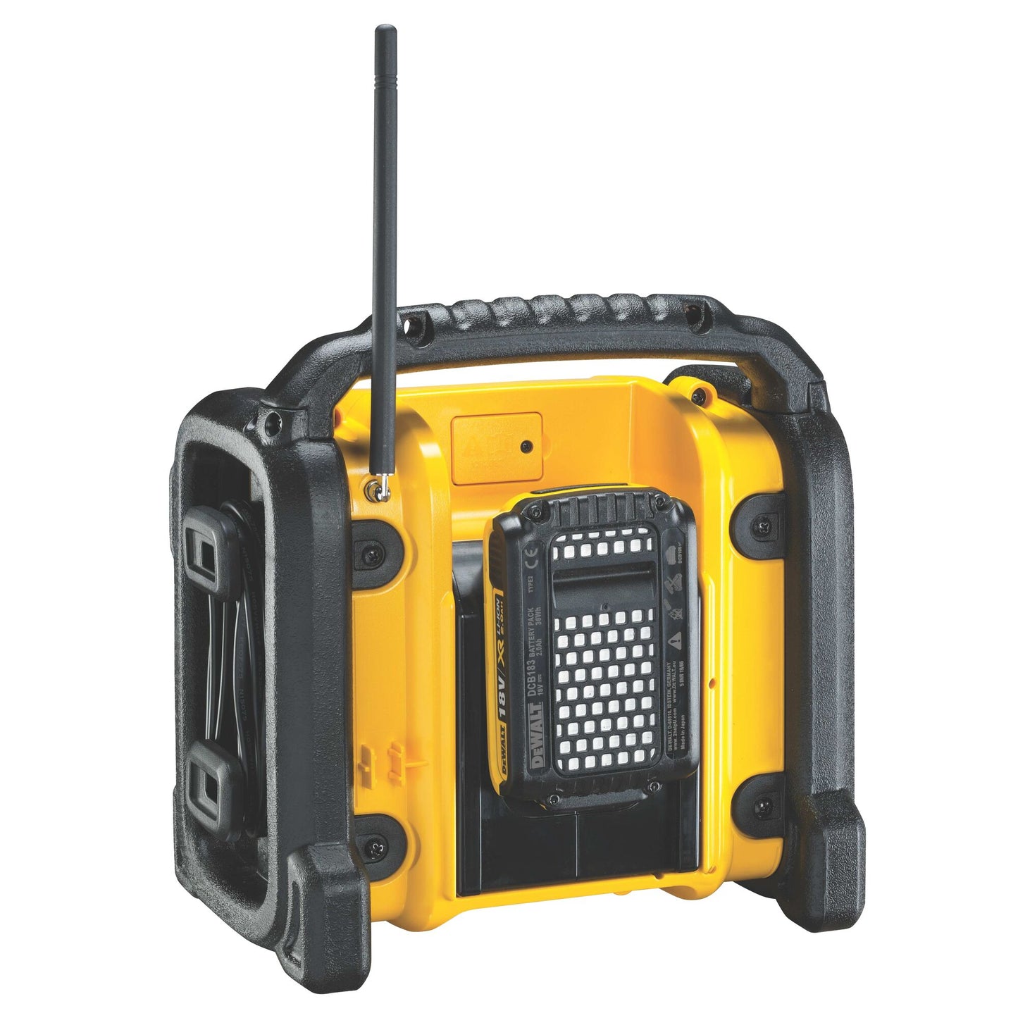 DEWALT DCR020-QW Akku- und Netz-Kompakt-Radio mit DAB+ für 10,8/18 Volt XR Li-Ion Akkus, ohne Akku und Ladegerät