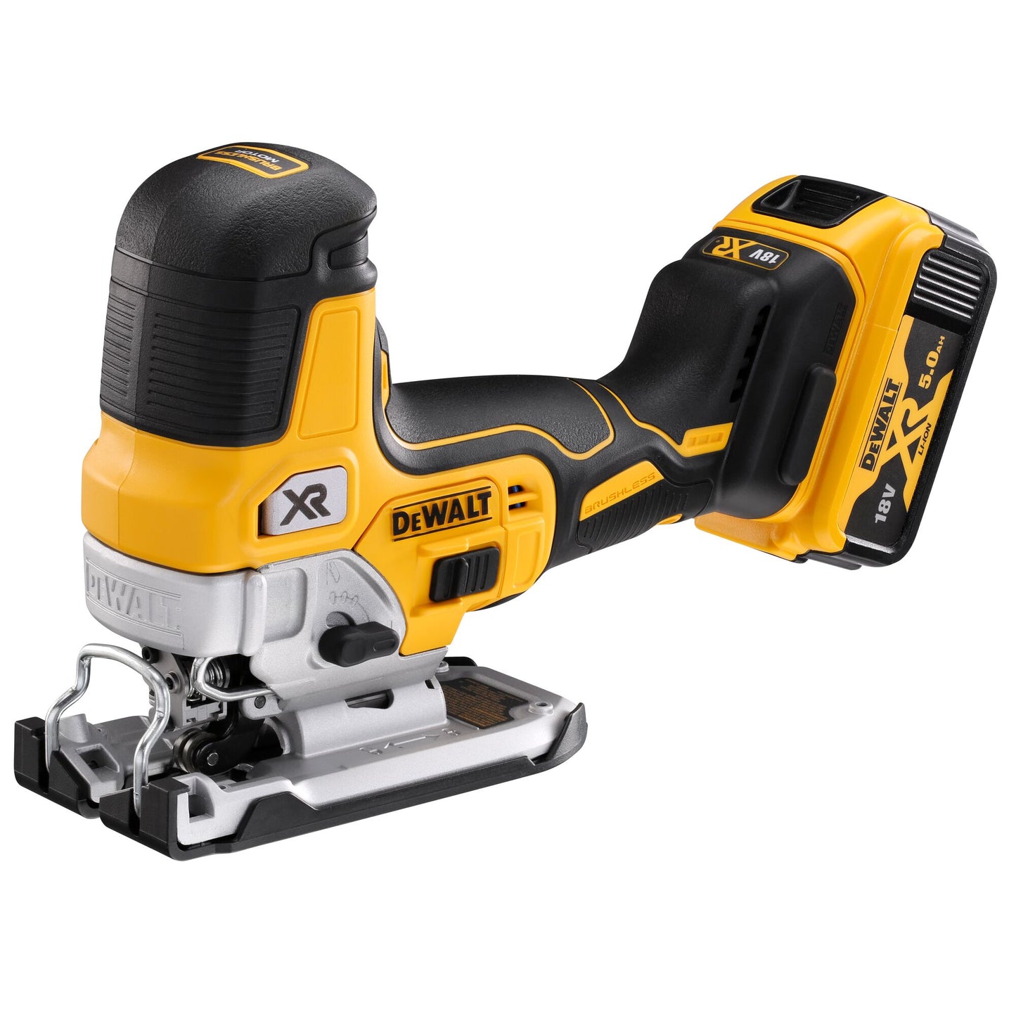 DEWALT DCS335P2-QW 18V XR Brushless Body Grip Jigsaw with 2 x 5Ah Lithium Ion Batteries