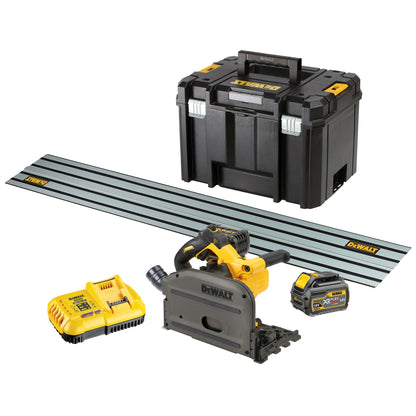 DEWALT DCS520T2R-QW Scie plongeante avec 2 batteries XR 54V 6.0Ah + rail de guidage 1.5m