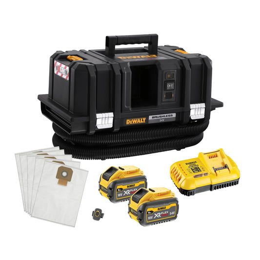 DEWALT DCV586MT2-QW Aspiratore solidi/liquidi 2 batterie XR Flexvolt 18/54V 6.0Ah