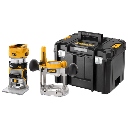 DEWALT DCW604NT-XJ Elettrofresatrice 18V con adattatore per base fissa, (in valigetta senza batterie e caricbatteria)