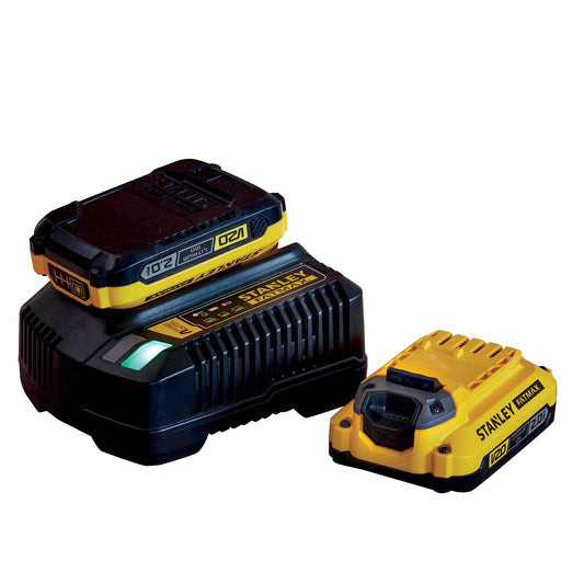 STANLEY FATMAX SFMCB12D2-QW Kit 2 batterie 2.0Ah e caricabatteria V20