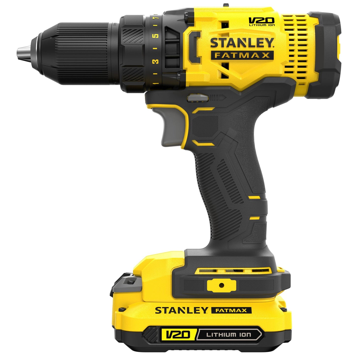 STANLEY FATMAX SFMCD700C2K-QW V20 Cordless Drill Driver with 2 x 1.5Ah Lithium Ion Batteries and Kit Box