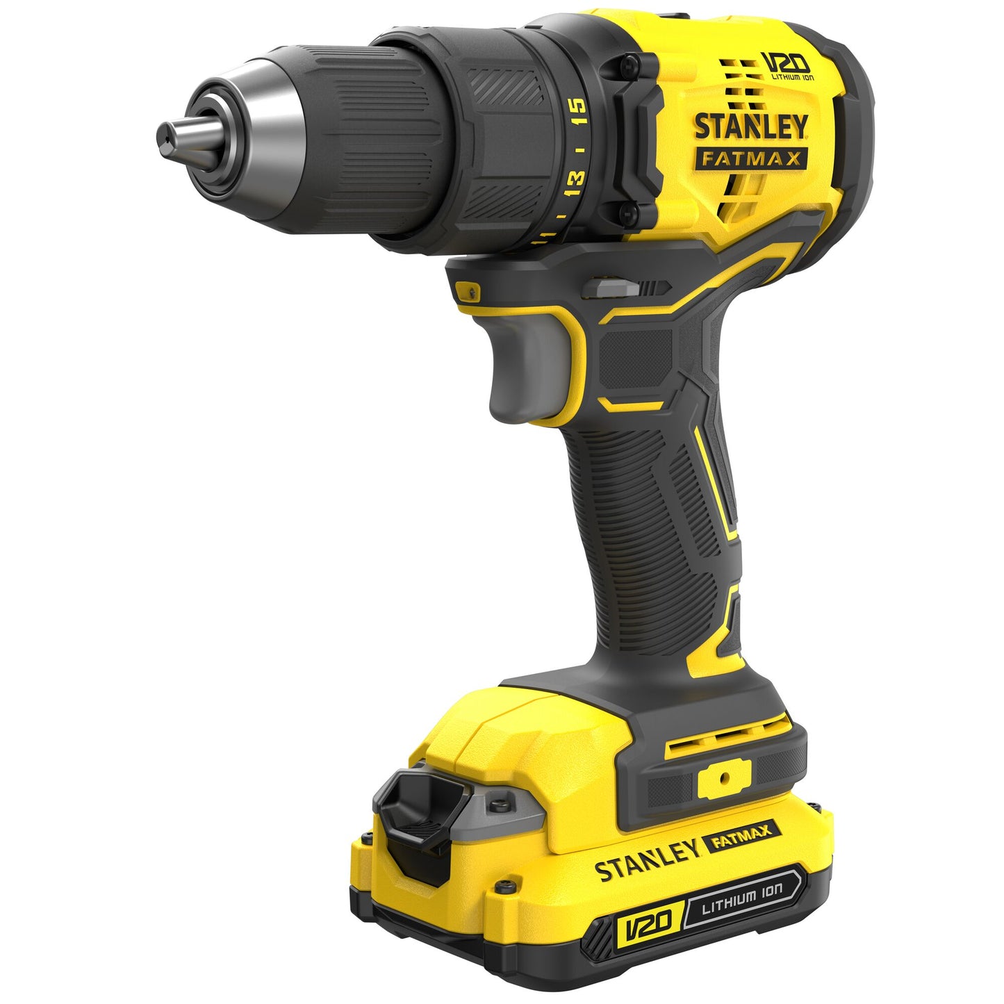 STANLEY FATMAX SFMCD710C2K-QW V20 Cordless Brushless Drill Driver with 2 x 1.5Ah Lithium Ion Batteries and Kit Box