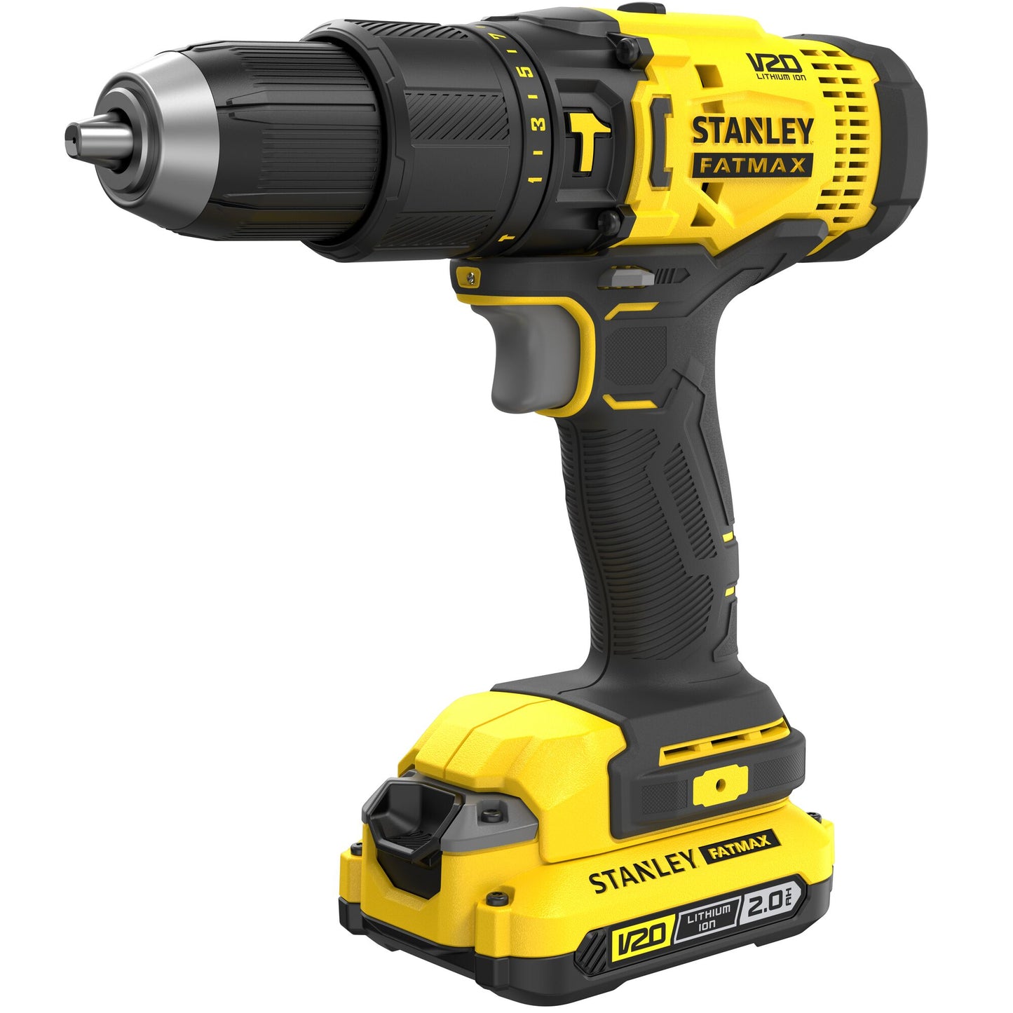 STANLEY FATMAX SFMCD711D22-QW V20 Cordless Hammer Drill with 2 x 2.0Ah Lithium Ion Battery and Kit Box