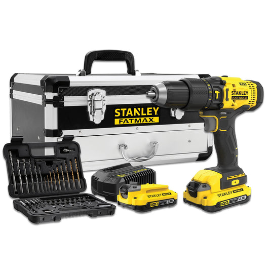 STANLEY FATMAX SFMCD711D2F-QW Kit trapano avvitatore a percussione V20 + set 50 accessori